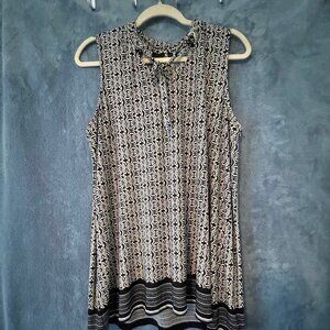 Sleeveless, Boho Print Hi-Low Tunic Size L
